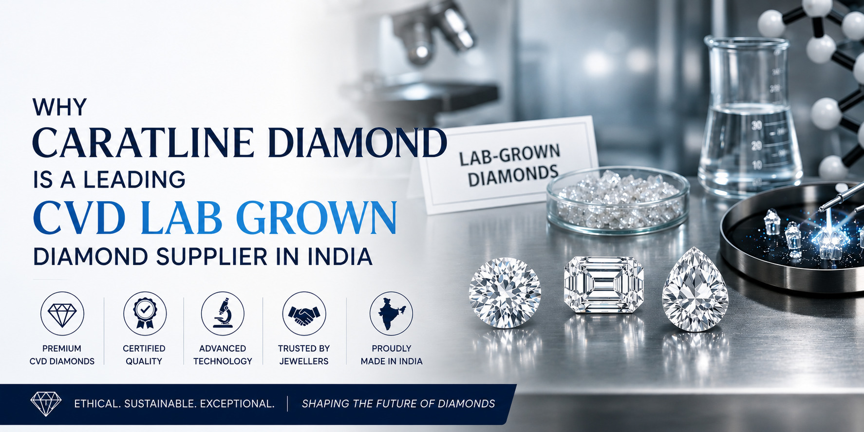 Why Caratline Diamond is a Leading CVD Lab Grown Diamond Supplier in India