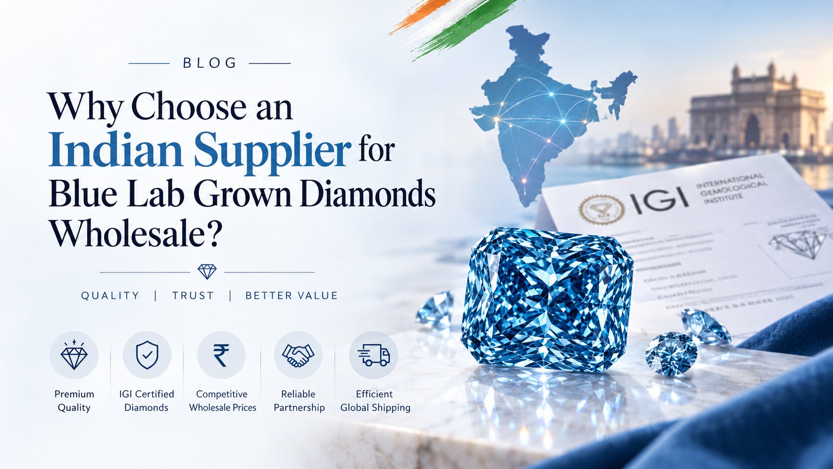 Why Choose an Indian Supplier for Blue Lab Grown Diamonds Wholesale