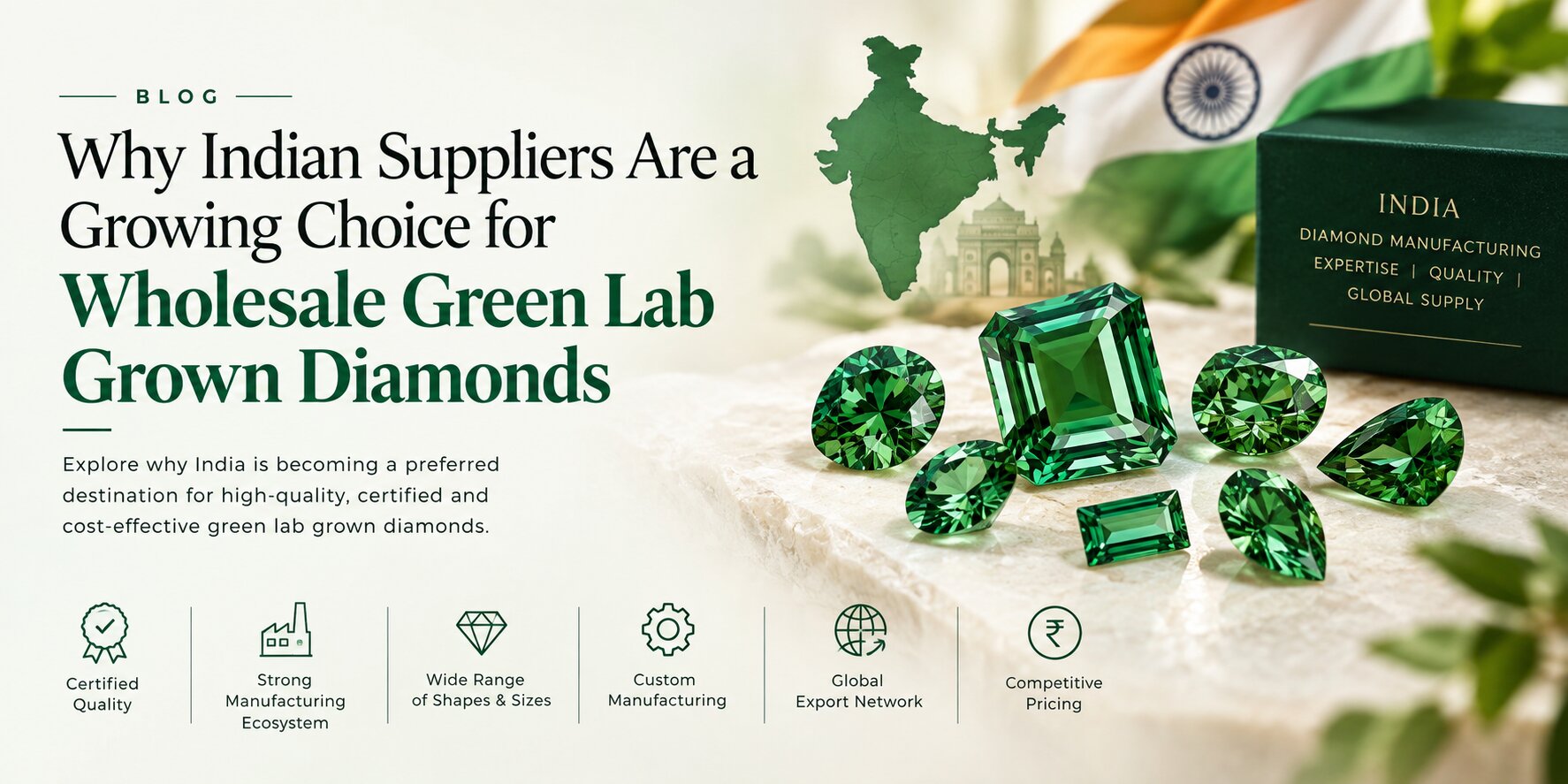 Why Indian Suppliers Are a Growing Choice for Wholesale Green Lab Grown Diamonds