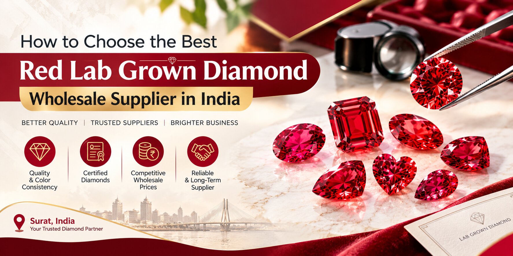 How to Choose the Best Red Lab Grown Diamond Wholesale Supplier in India
